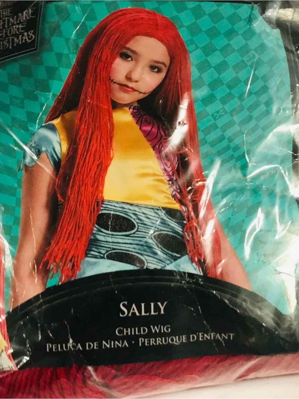 Disguise Sally Child Wig Vivid Red Long Style Nightmare Before Christmas